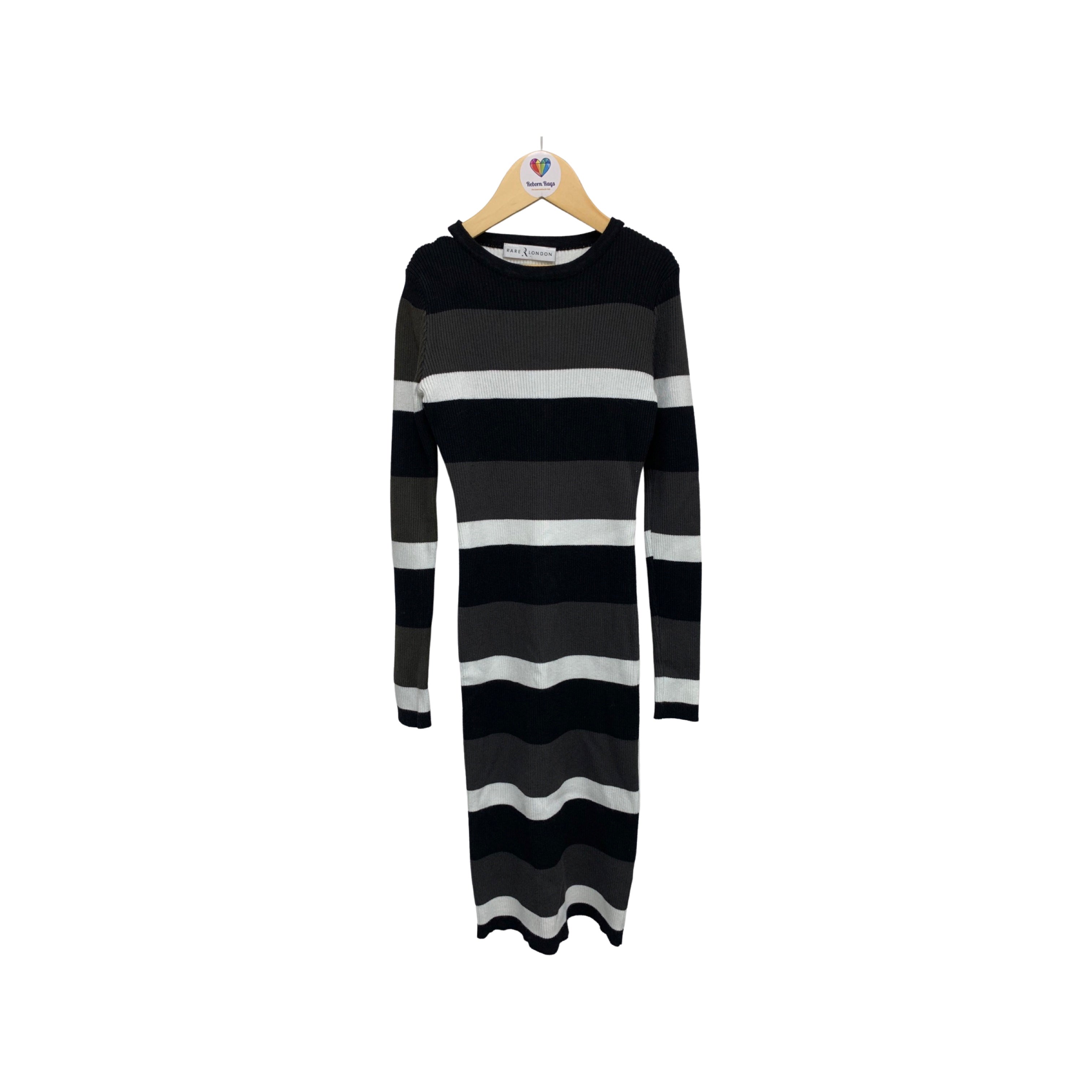 Rare London Striped Knit Bodycon Dress Size 8-10