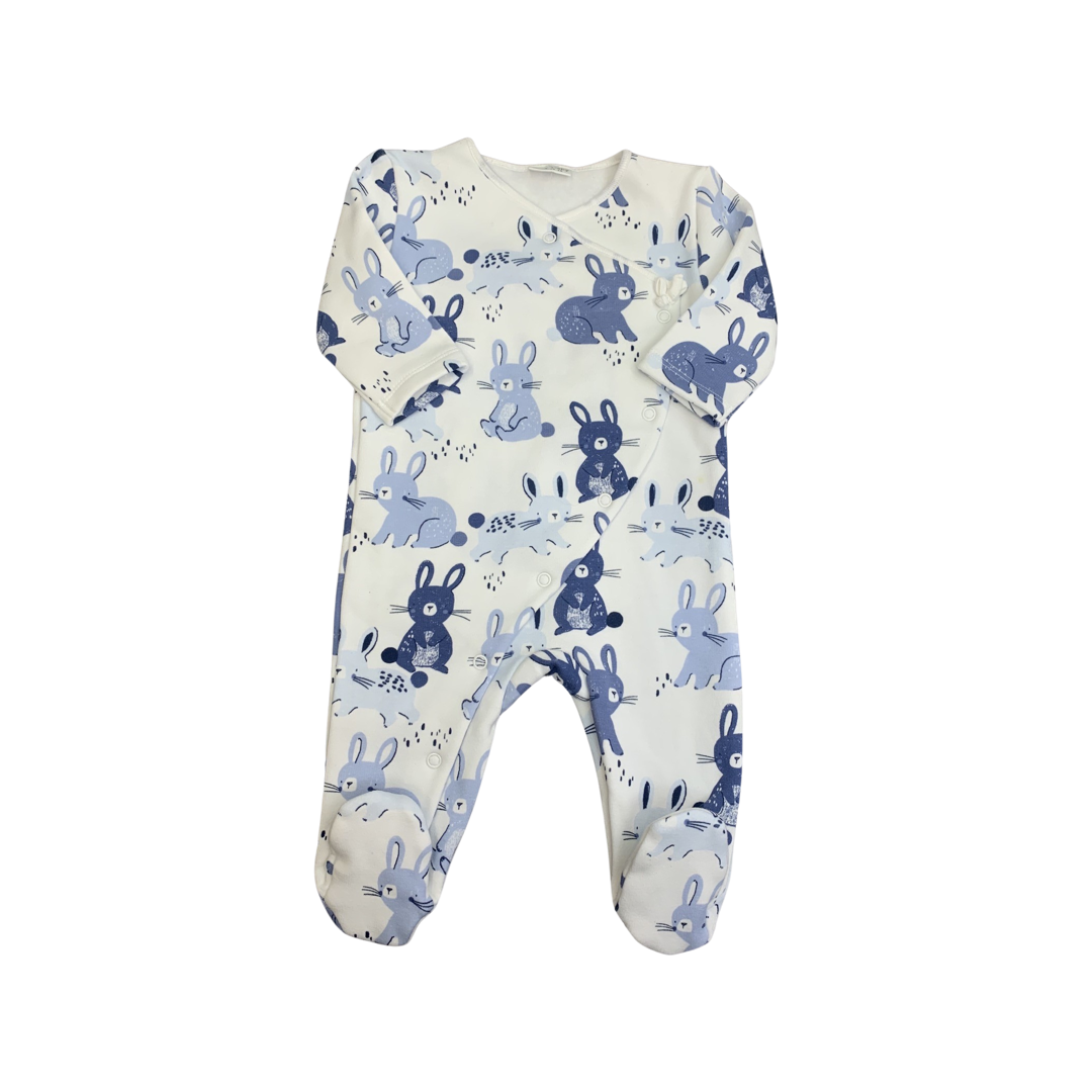 Next Fleecy Lined Bunny Patterned Sleepsuit 0-3 Months