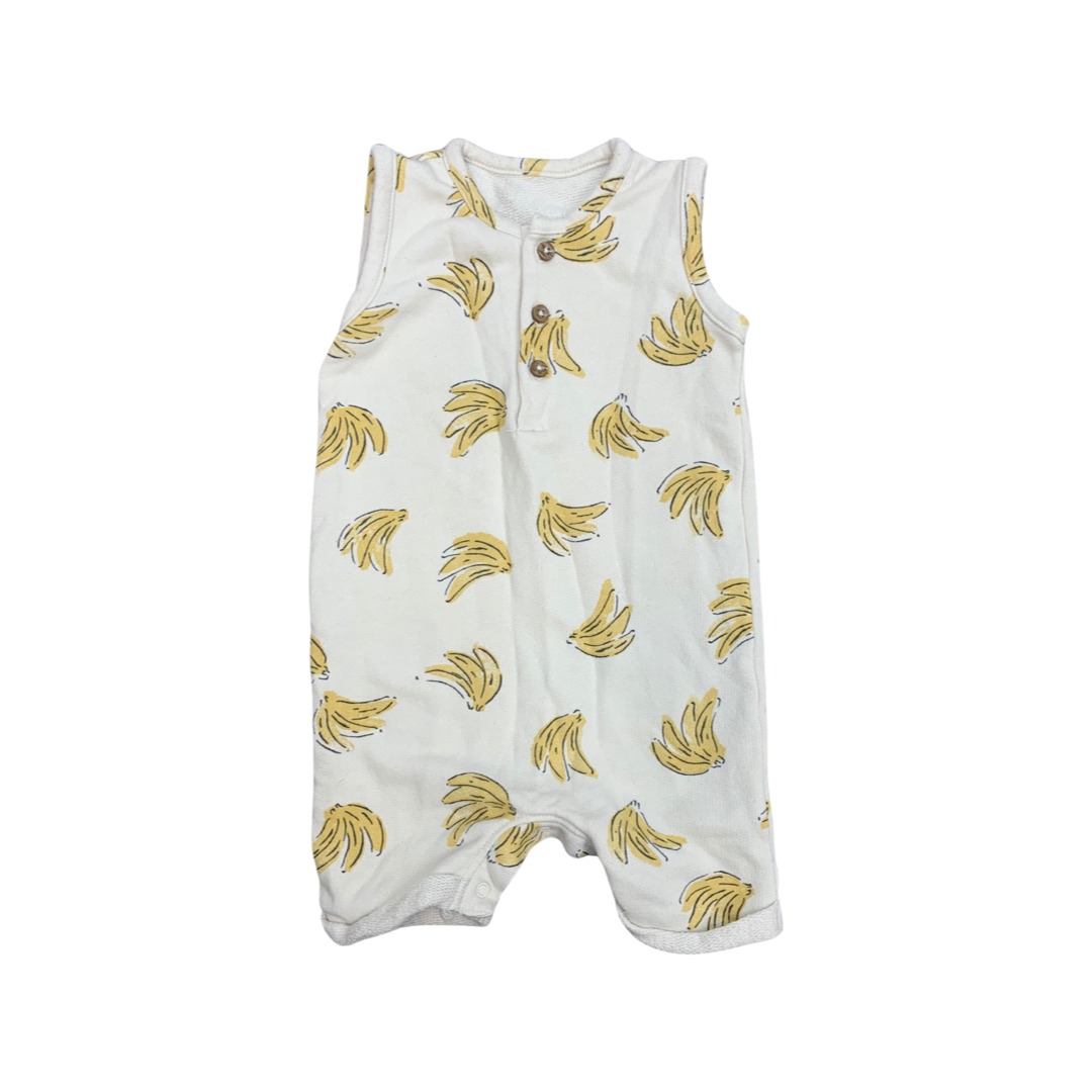 M&S Banana Patterned Jersey Dungarees 3-6 Months