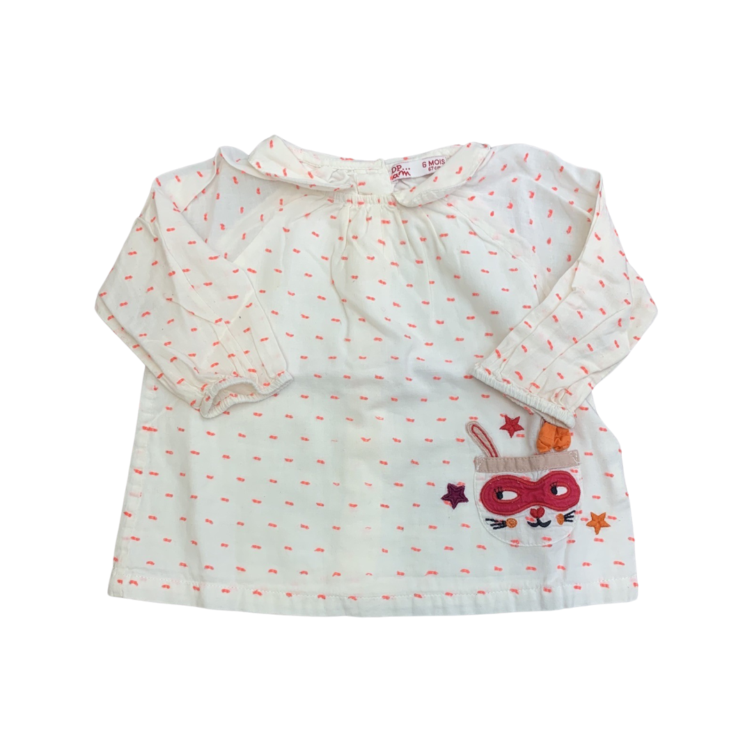 DP..am Embroidered Long Sleeve Blouse 6 Months/67cm