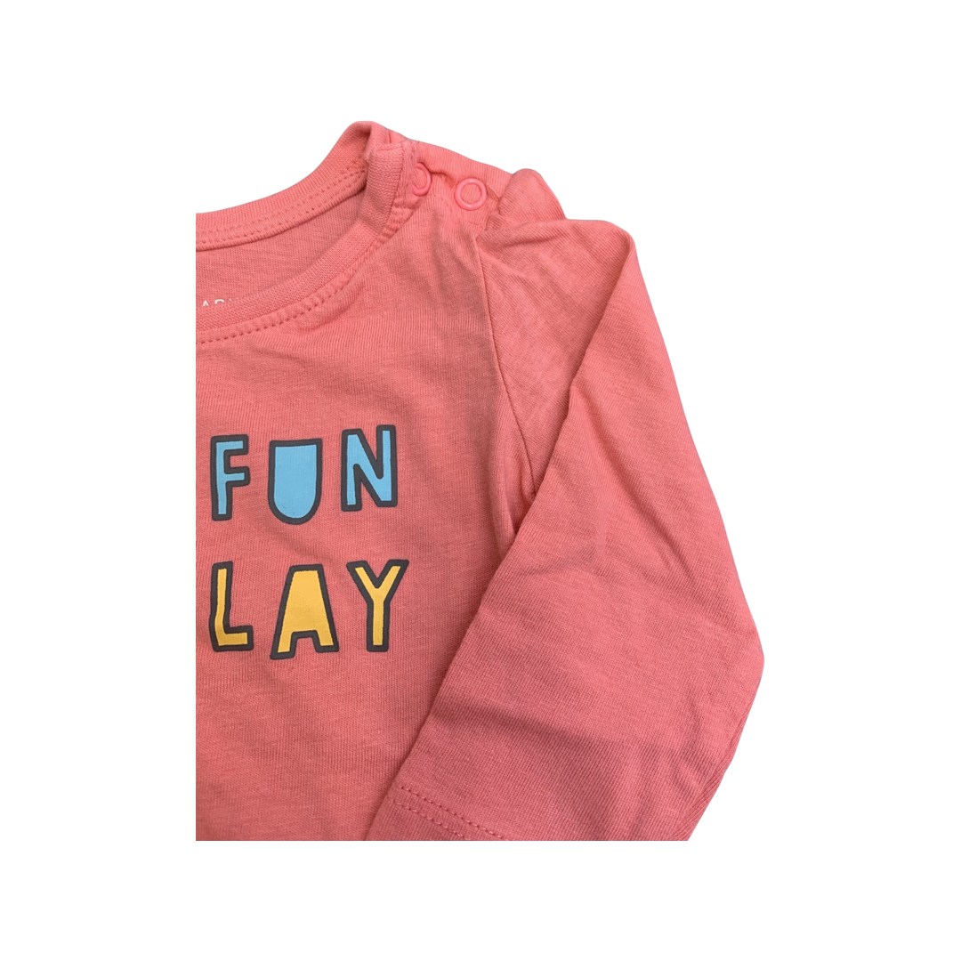 Primark 'Have Fun and Play' Long Sleeve T Shirt 3-6 Months