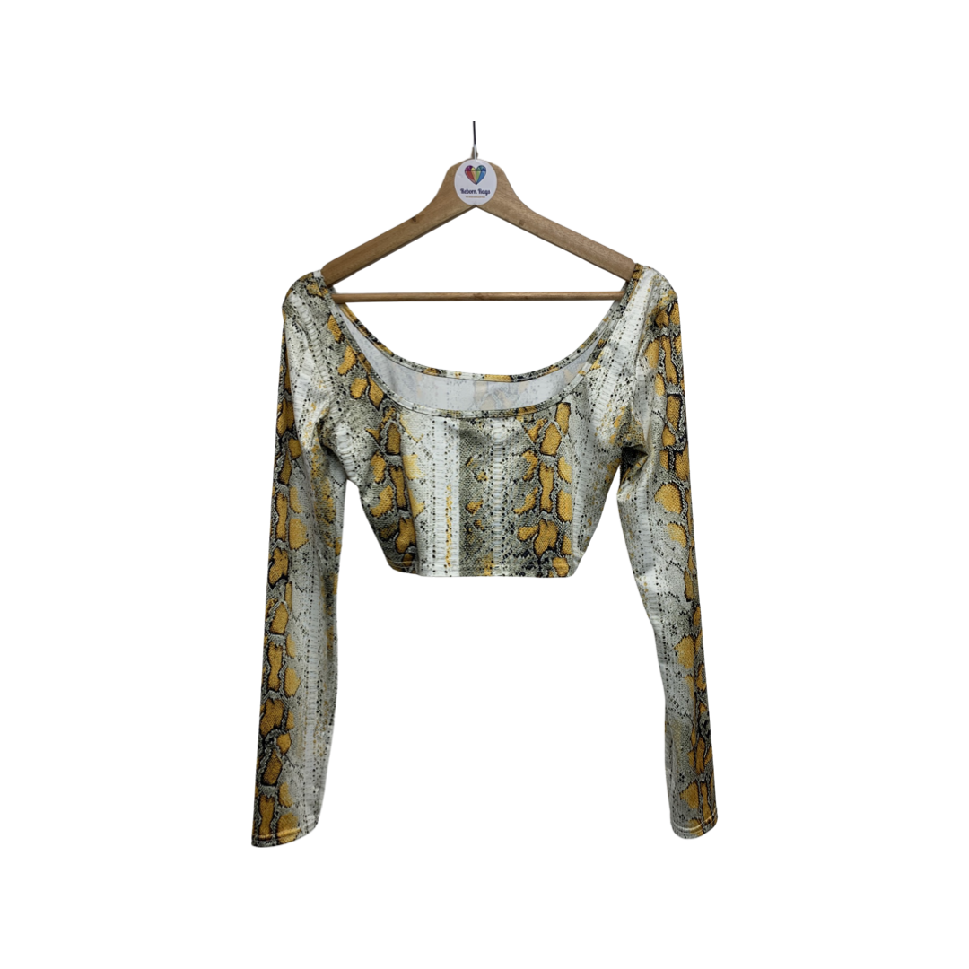 Miss Guided Snake Skin long Sleeve Crop Top Size 10