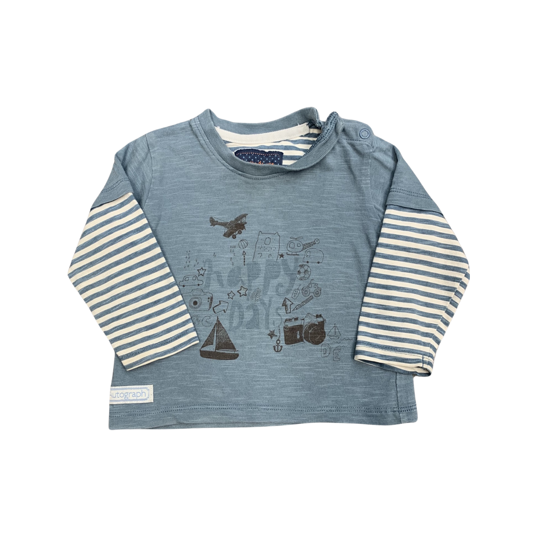 M&S 'Happy Days' Long Sleeve T Shirt 6-9 Months/20lbs