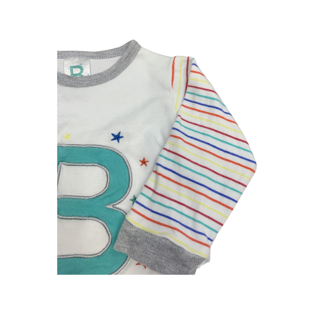 B&M 'B' Embroidered Sleepsuit 0-3 Months