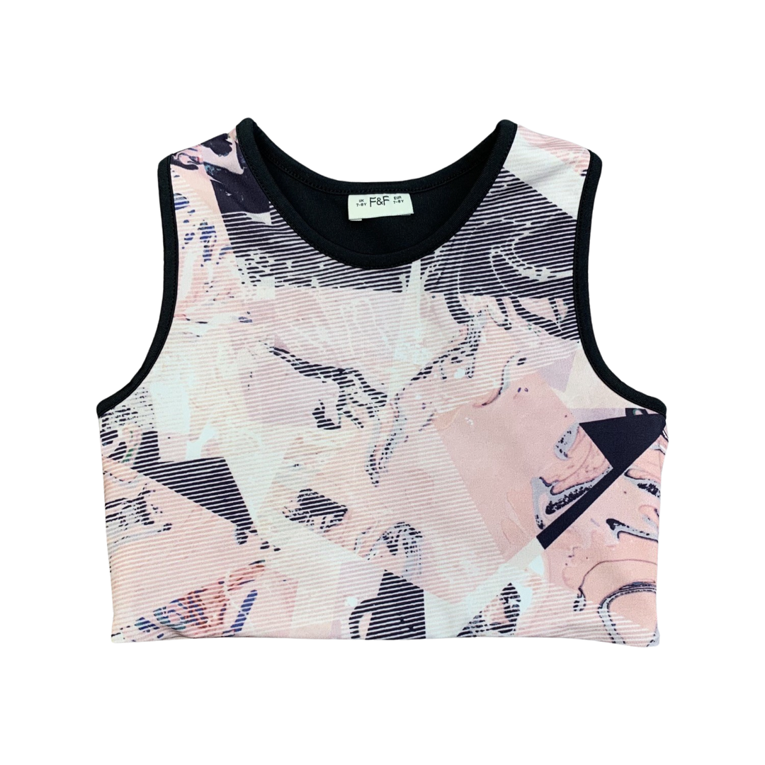 F&F Patterned Activewear Crop Top 7-8 Years