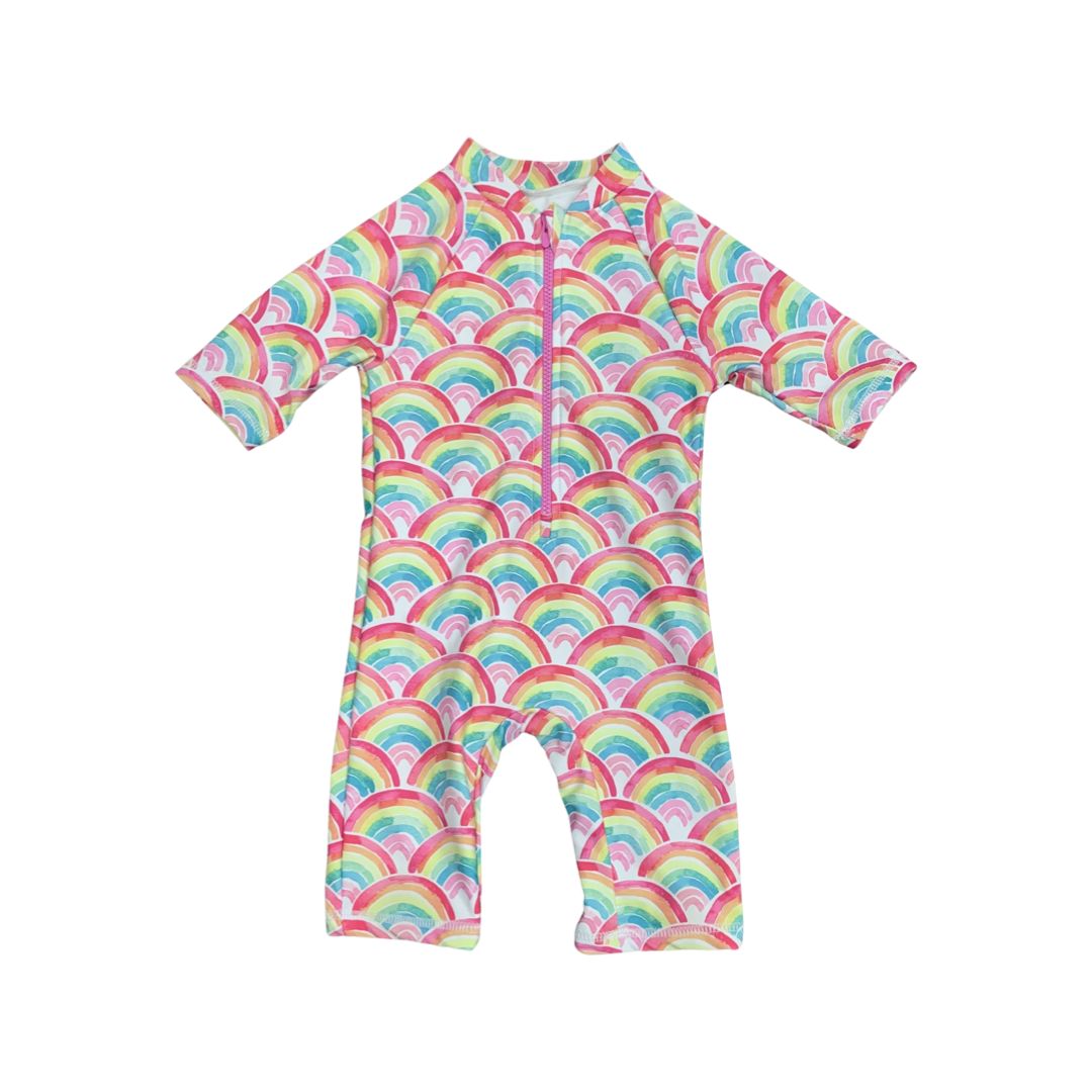 Peacocks Rainbow Patterned Swimming Suit 9-12 Months22lbs