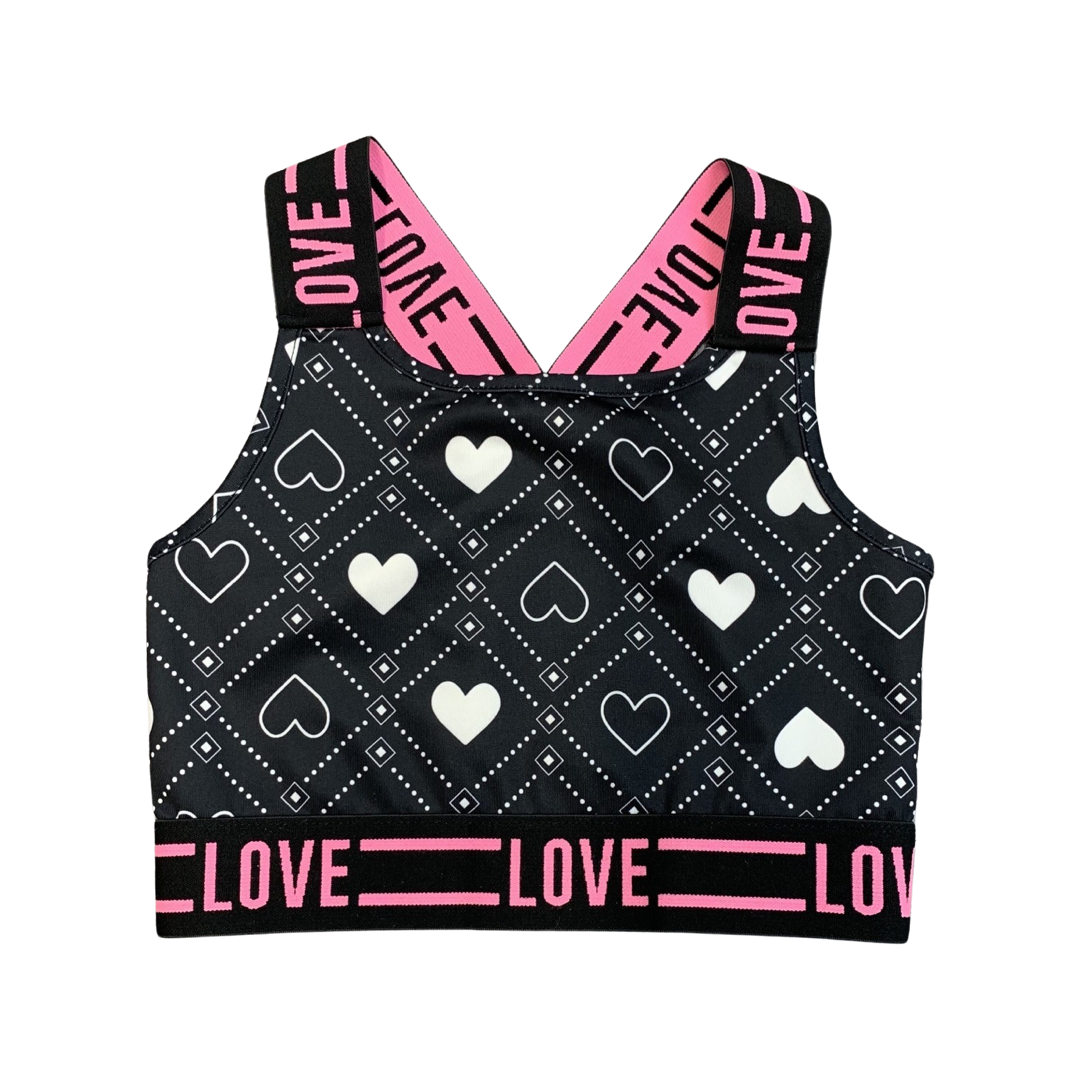 Matalan 'Love' Heart Pattern Activewear Crop Top 7 Years