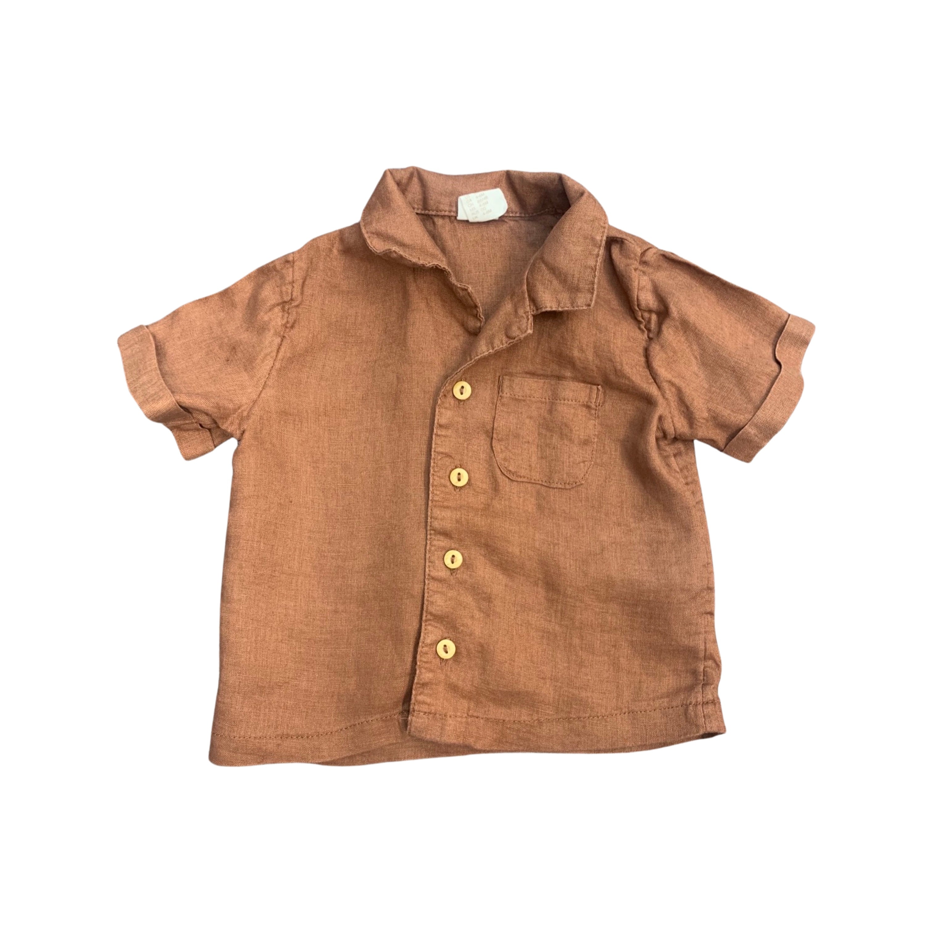 H&M Short Sleeve Linen Shirt Baby Boy 4-6 Months/68cm