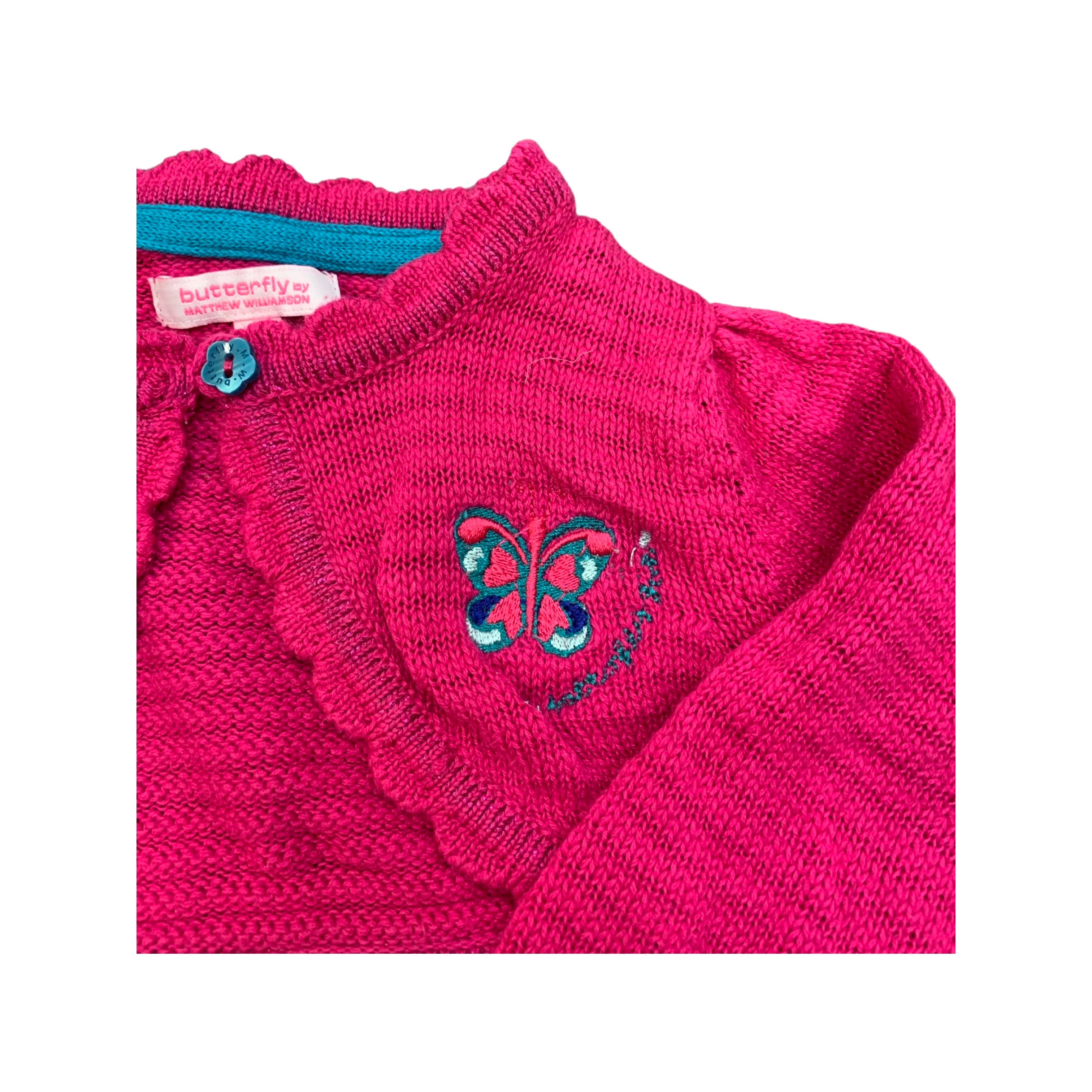Butterflies @ Debenhams Knit Cropped Cardigan Baby Girl 3-6 Months 17.5 lbs