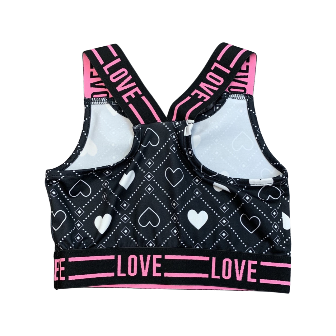 Matalan 'Love' Heart Pattern Activewear Crop Top 7 Years